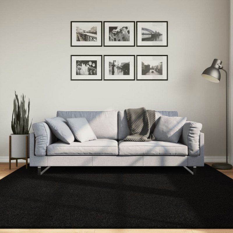Dywan HUARTE z krótkim włosiem, czarny, 200x200 cm