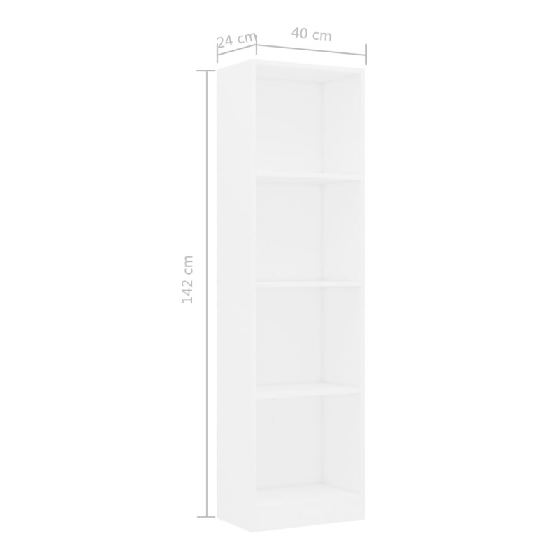 Regał na książki, biały, 40x24x142 cm, materiał drewnopochodny