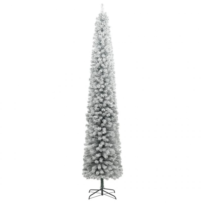 Smukła choinka na stojaku, pokryta śniegiem, 270 cm, PVC