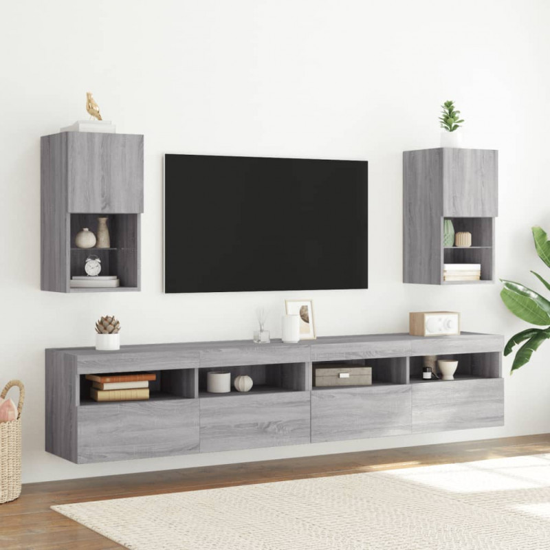 Szafka pod telewizor z LED, szary dąb sonoma, 30,5x30x60 cm