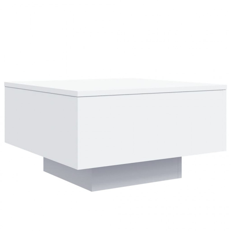 Stolik kawowy z podświetleniem LED, biały, 55x55x31 cm
