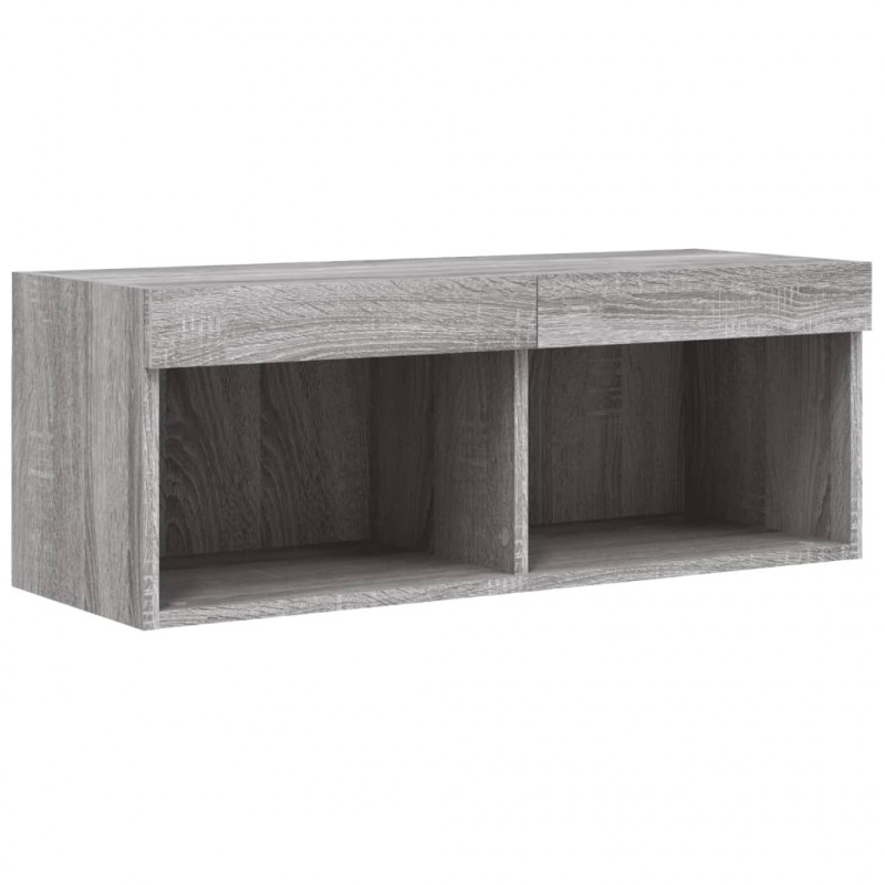 Szafka TV z oświetleniem LED, szary dąb sonoma, 80x30x30 cm