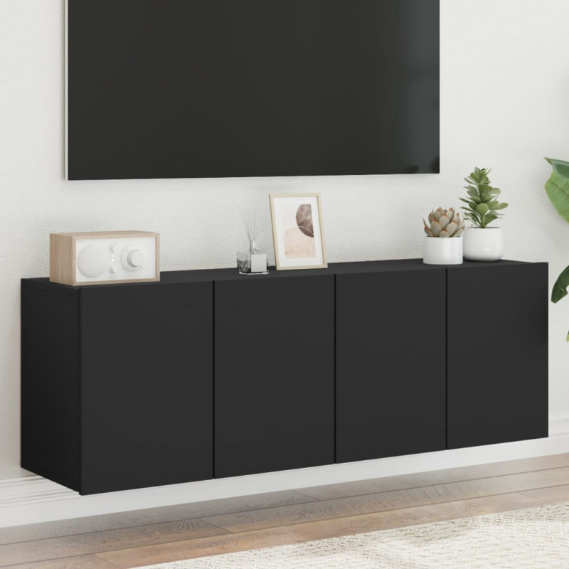 Ścienne szafki TV, 2 szt., czarne, 60x30x41 cm