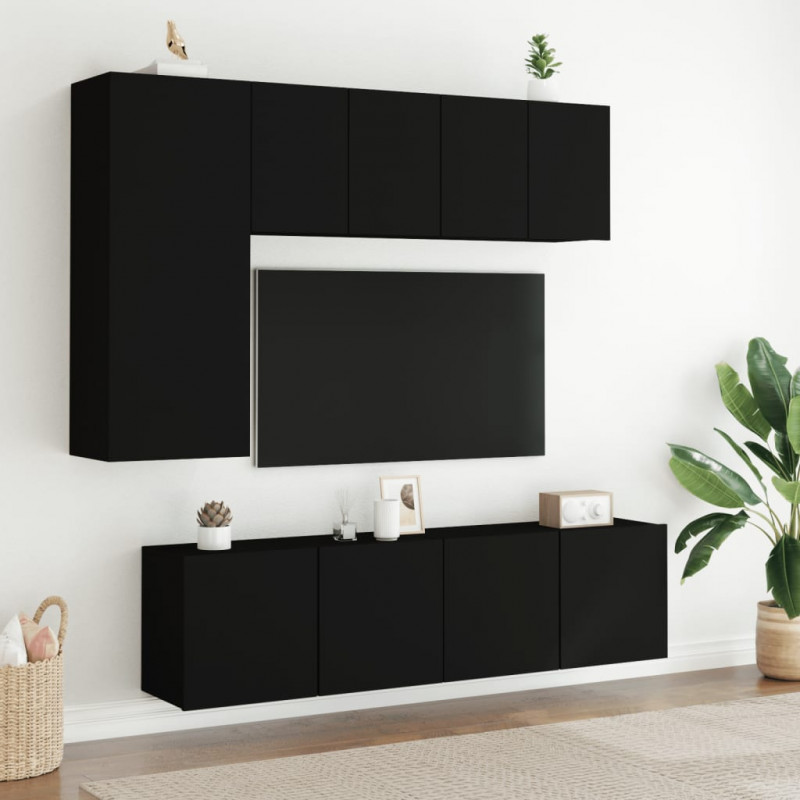Ścienne szafki TV, 2 szt., czarne, 60x30x41 cm