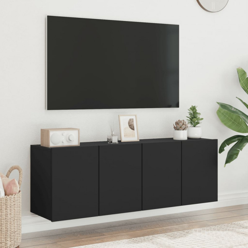 Ścienne szafki TV, 2 szt., czarne, 60x30x41 cm