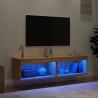 Szafki pod TV, z LED, 2 szt., kolor dąb sonoma, 60x30x30 cm