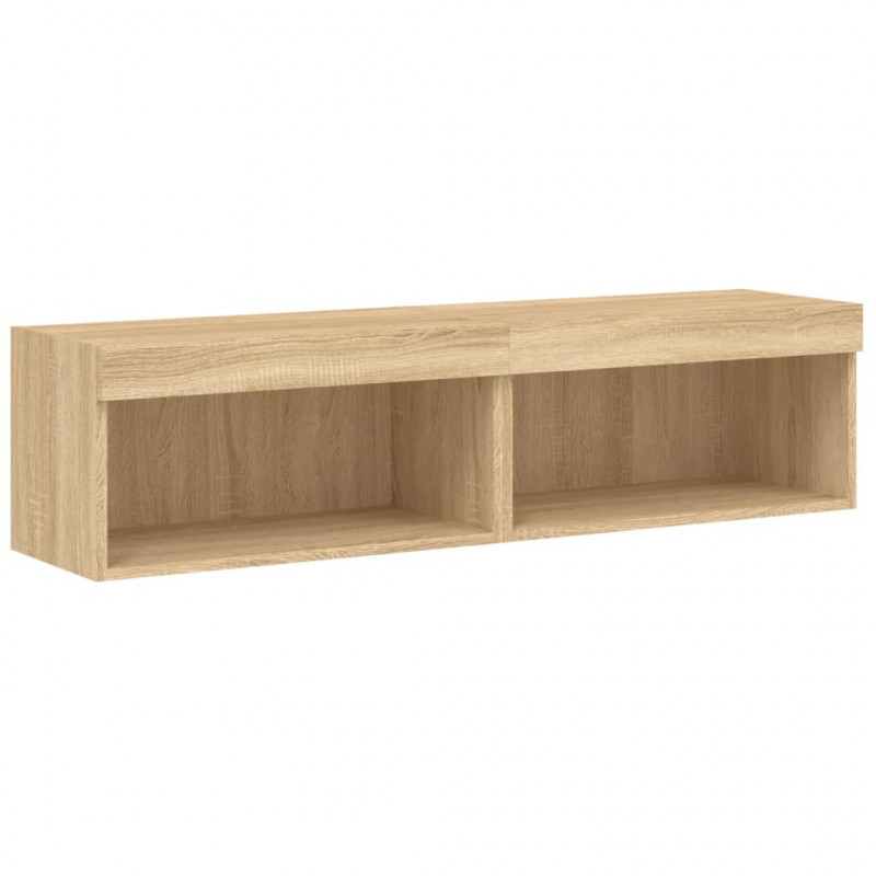Szafki pod TV, z LED, 2 szt., kolor dąb sonoma, 60x30x30 cm