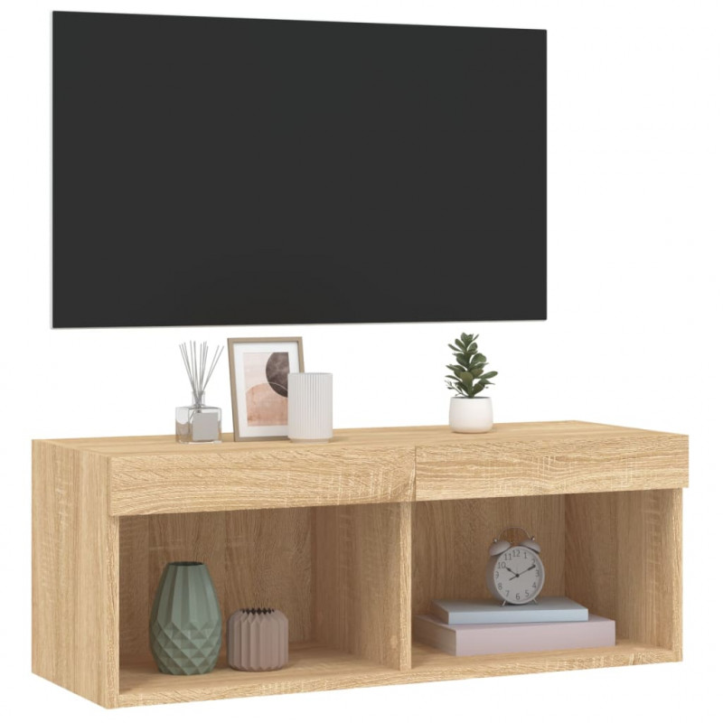 Szafka TV z oświetleniem LED, dąb sonoma, 80x30x30 cm