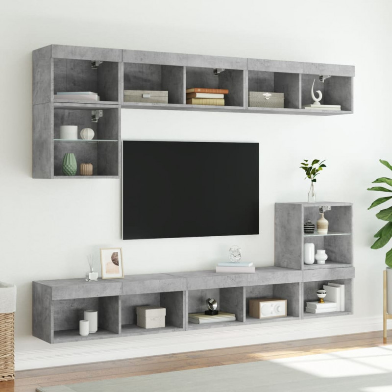 Szafka TV z oświetleniem LED, szarość betonu, 80x30x30 cm