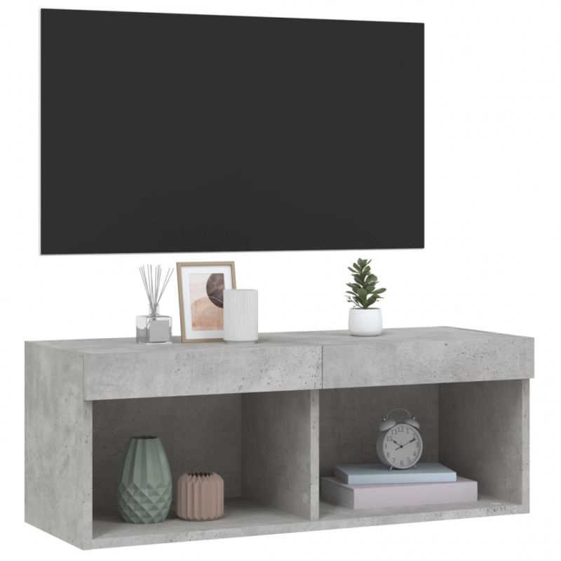 Szafka TV z oświetleniem LED, szarość betonu, 80x30x30 cm