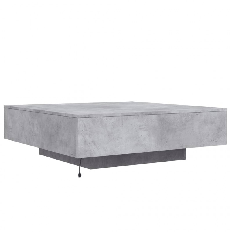 Stolik kawowy z oświetleniem LED, szarość betonu, 100x100x31 cm