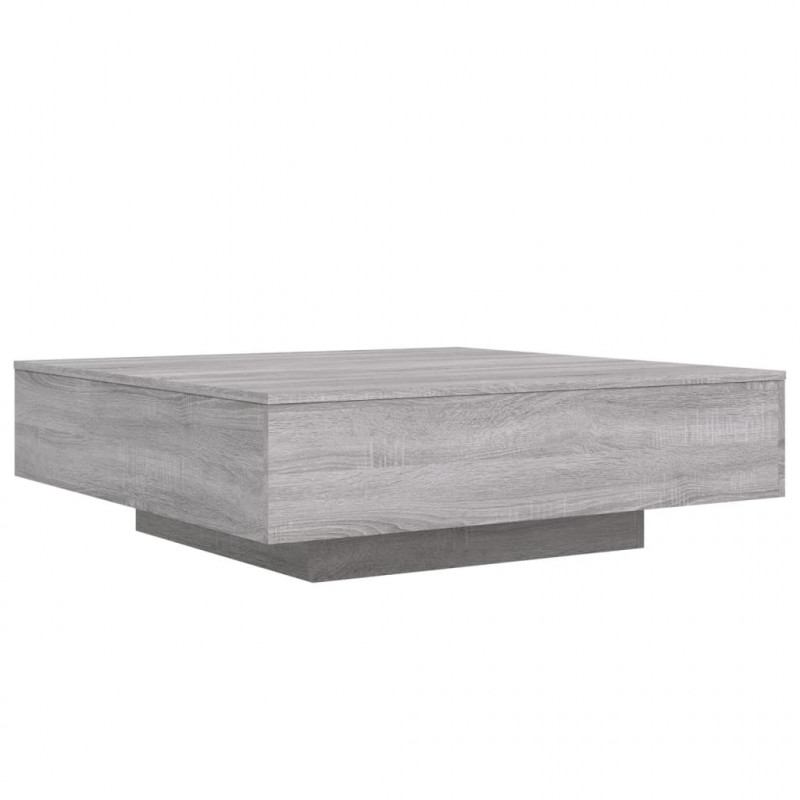 Stolik kawowy z LED, szary dąb sonoma, 100x100x31 cm