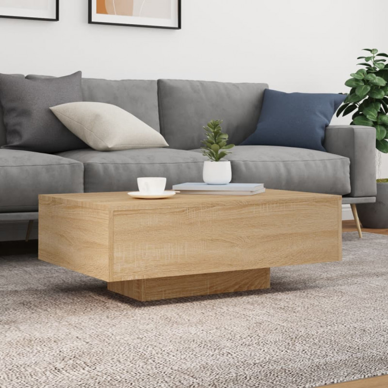Stolik kawowy z podświetleniem LED, dąb sonoma, 85x55x31 cm