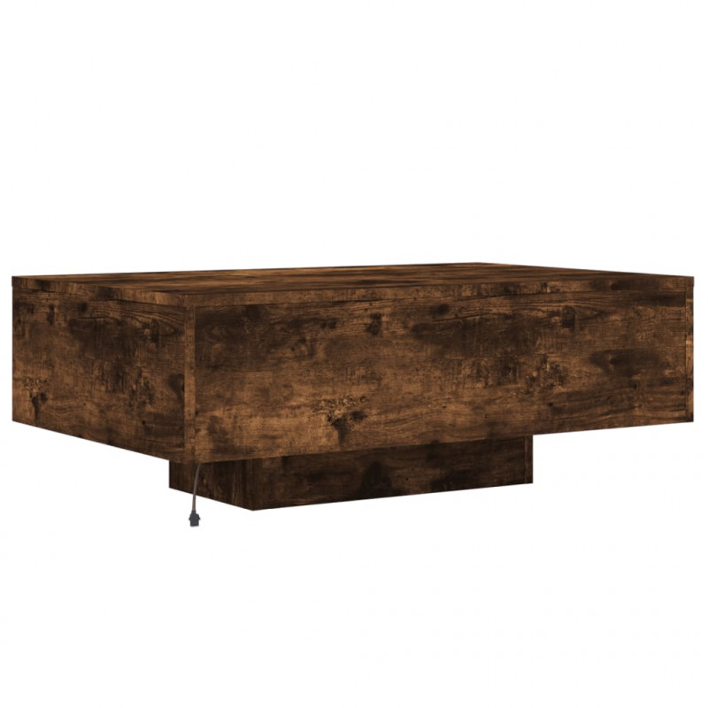 Stolik kawowy z podświetleniem LED, przydymiony dąb, 85x55x31cm