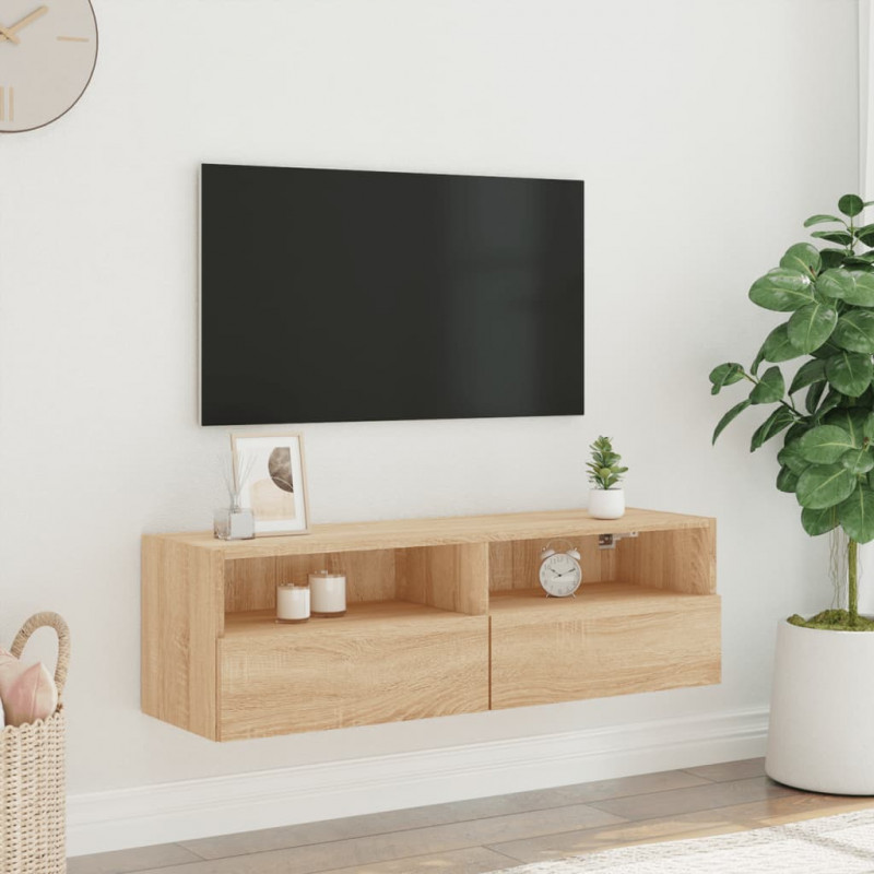 Ścienna szafka TV, dąb sonoma, 100x30x30 cm