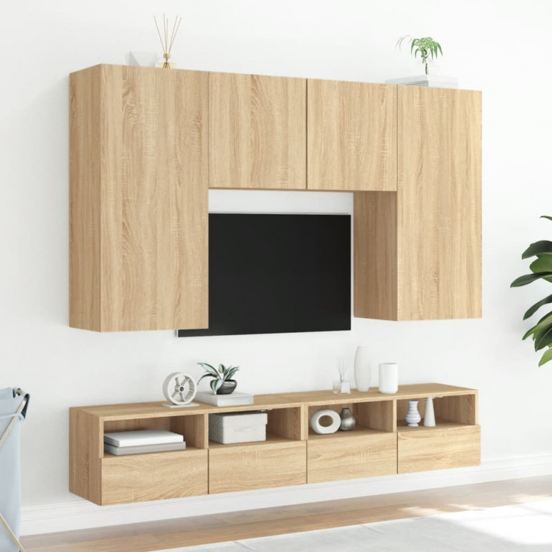 Ścienna szafka TV, dąb sonoma, 100x30x30 cm