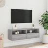 Ścienna szafka TV, szary dąb sonoma, 100x30x30 cm