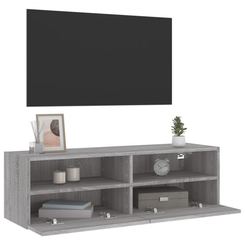 Ścienna szafka TV, szary dąb sonoma, 100x30x30 cm