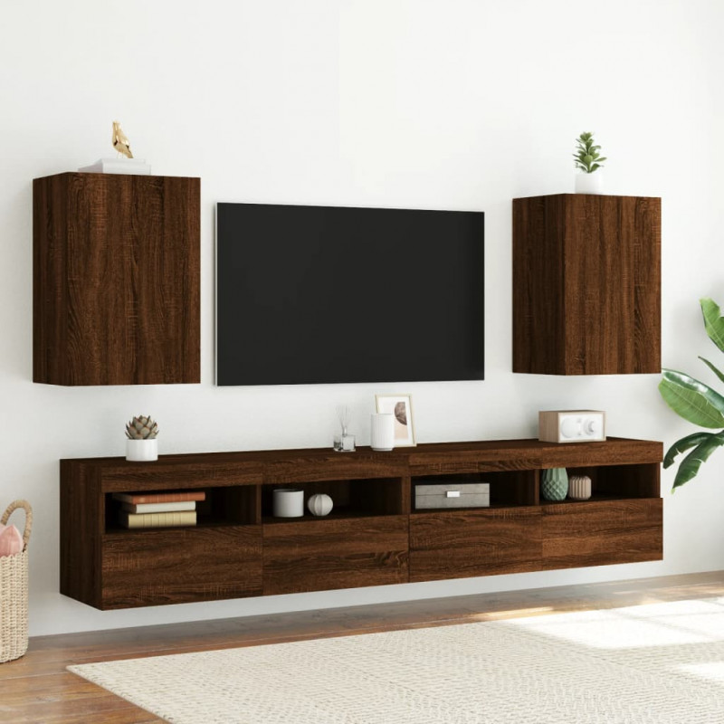 Ścienna szafka TV, brązowy dąb, 40,5x30x60 cm