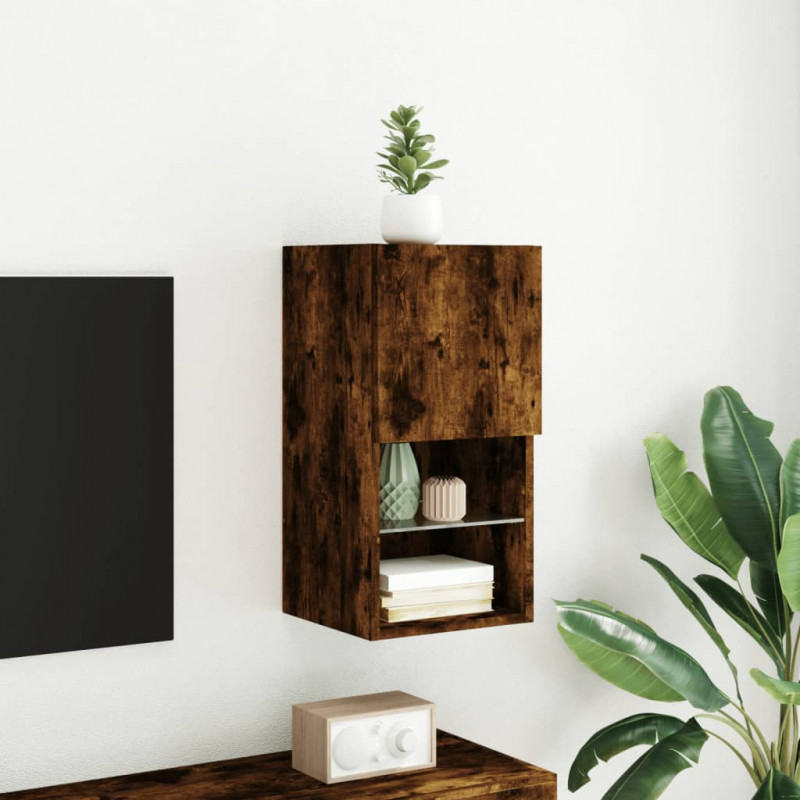 Szafka TV, z LED, przydymiony dąb, 30,5x30x60 cm