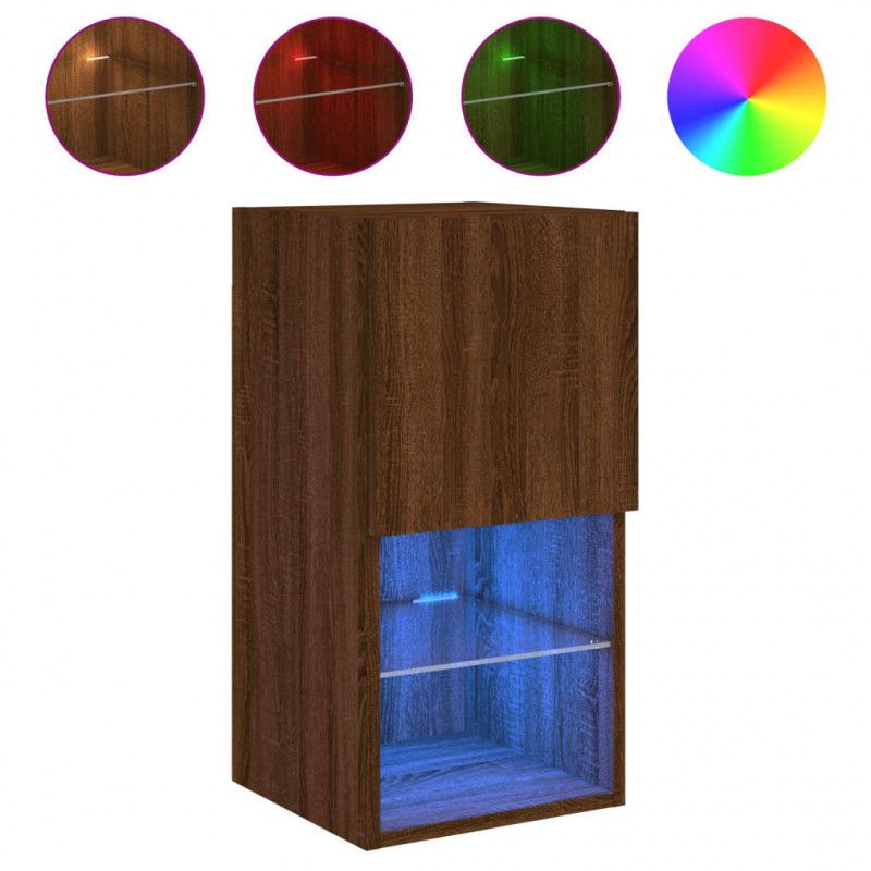 Szafki TV, z LED, 2 szt., brązowy dąb, 30,5x30x60 cm