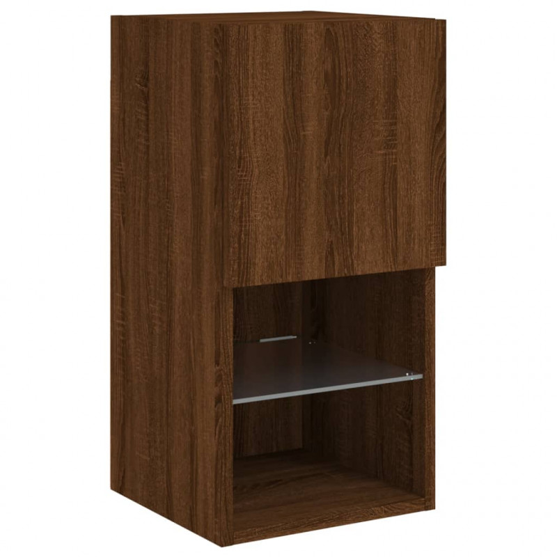 Szafki TV, z LED, 2 szt., brązowy dąb, 30,5x30x60 cm