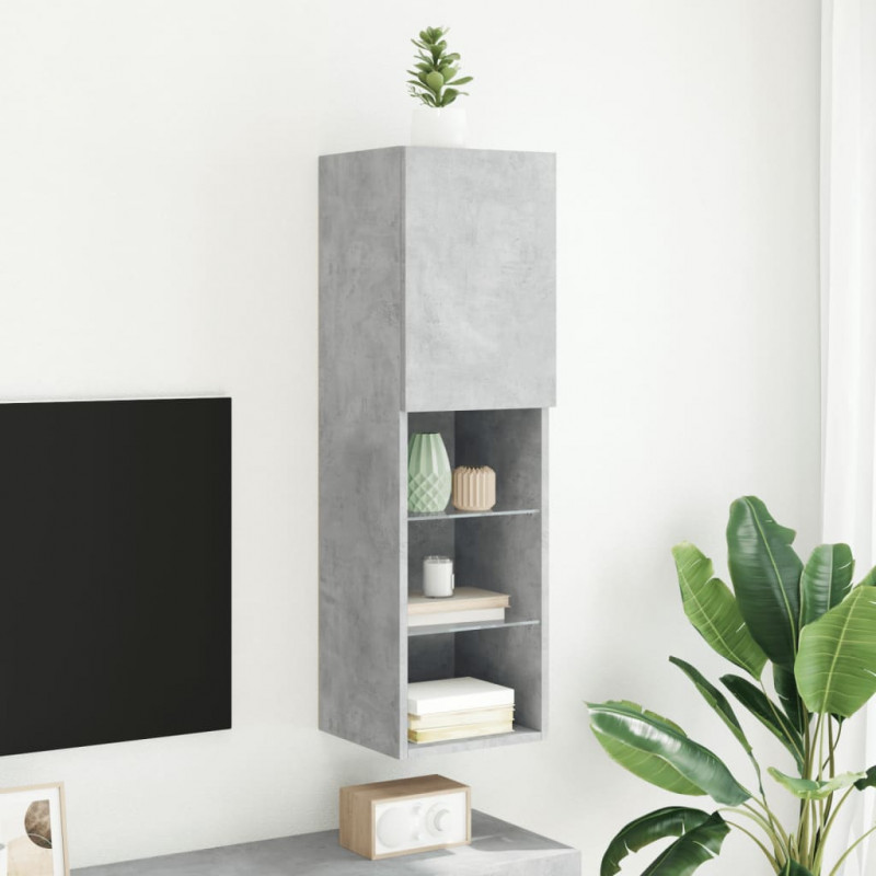 Szafka TV z LED, szarość betonu, 30,5x30x102 cm