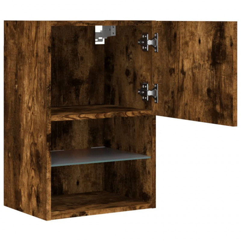 Szafka TV z LED, przydymiony dąb, 40,5x30x60 cm