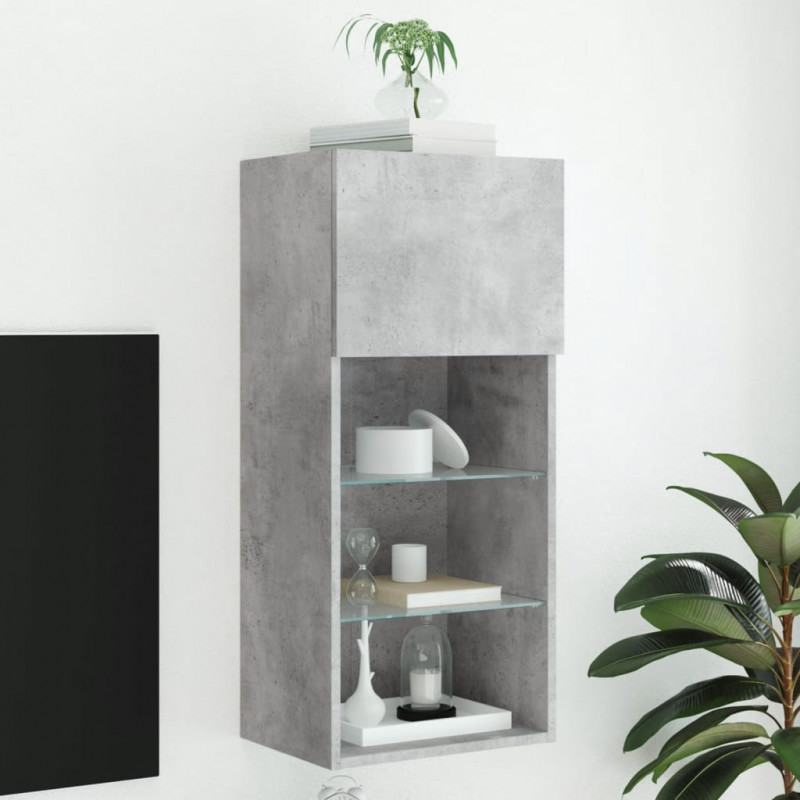 Szafka TV z LED, szarość betonu, 40,5x30x90 cm