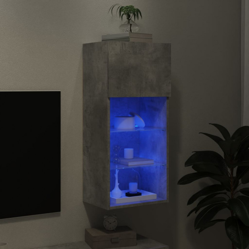 Szafka TV z LED, szarość betonu, 40,5x30x90 cm