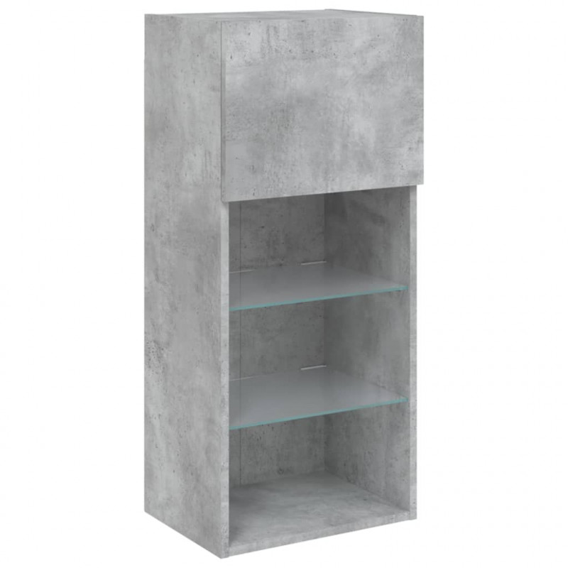 Szafka TV z LED, szarość betonu, 40,5x30x90 cm