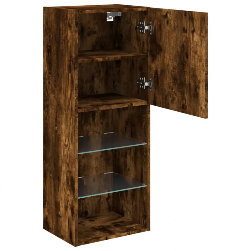 Szafka TV z LED, przydymiony dąb, 40,5x30x102 cm