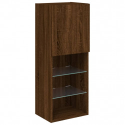 Szafka TV z LED, brązowy dąb, 40,5x30x102 cm