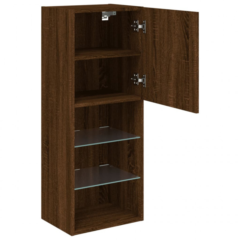 Szafka TV z LED, brązowy dąb, 40,5x30x102 cm
