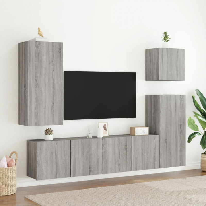 Ścienna szafka TV, szary dąb sonoma, 80x30x41 cm