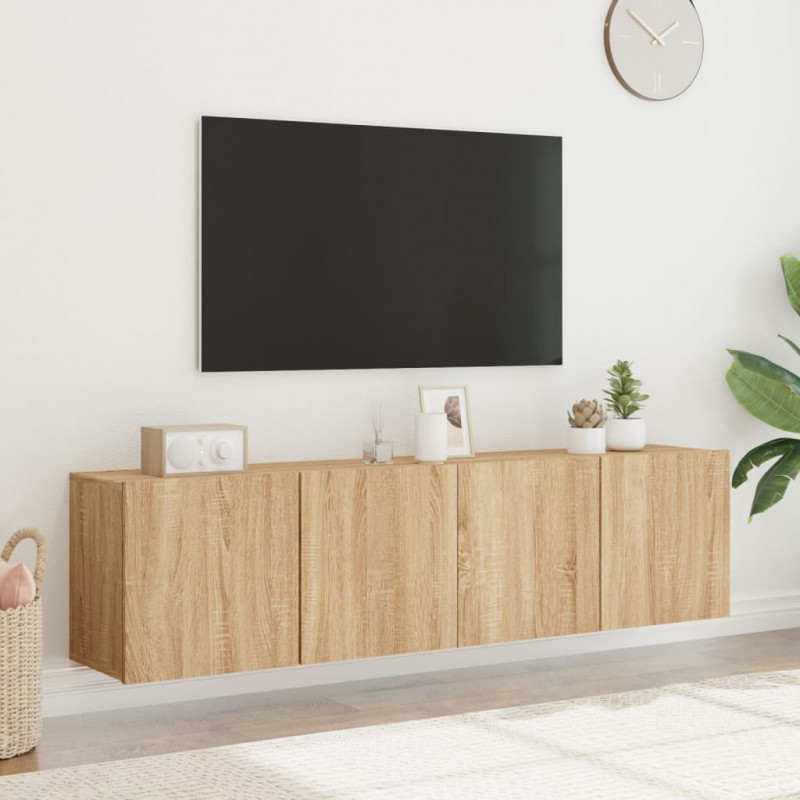 Ścienne szafki TV, 2 szt., dąb sonoma, 80x30x41 cm