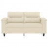 2-osobowa sofa, kremowy, 120 cm, sztuczna skóra