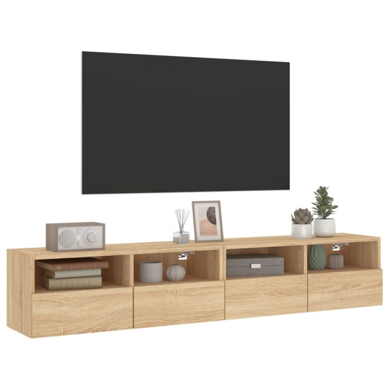 Ścienne szafki TV, 2 szt., dąb sonoma, 80x30x30 cm