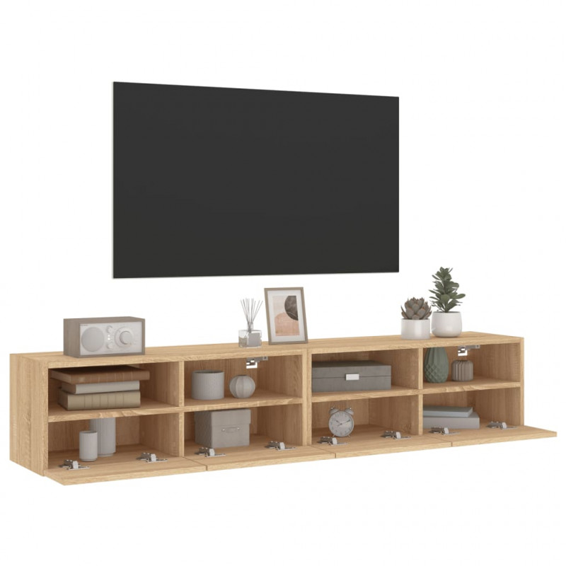 Ścienne szafki TV, 2 szt., dąb sonoma, 80x30x30 cm