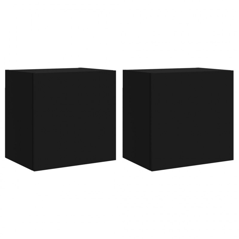 Ścienne szafki TV, 2 szt., czarne, 40,5x30x40 cm