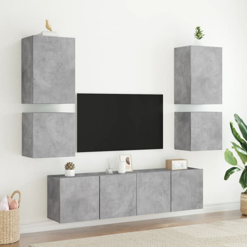 Ścienne szafki TV, 2 szt., szarość betonu, 40,5x30x40 cm