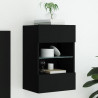 Ścienna szafka TV z LED, czarna, 40x30x60,5 cm