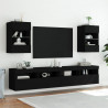 Ścienna szafka TV z LED, czarna, 40x30x60,5 cm