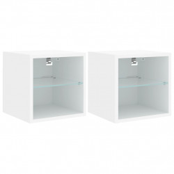 Ścienne szafki TV z LED, 2 szt., białe, 30x28,5x30 cm