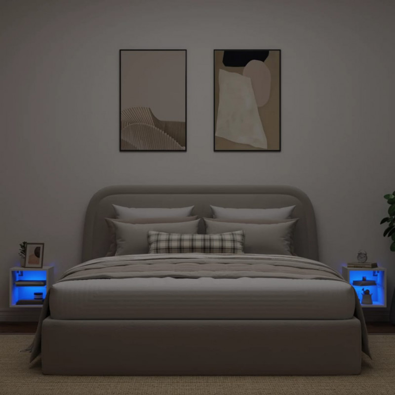 Ścienne szafki TV z LED, 2 szt., białe, 30x28,5x30 cm