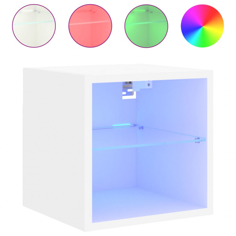 Ścienne szafki TV z LED, 2 szt., białe, 30x28,5x30 cm