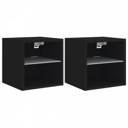 Ścienne szafki TV z LED, 2 szt., czarne, 30x28,5x30 cm
