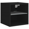 Ścienne szafki TV z LED, 2 szt., czarne, 30x28,5x30 cm