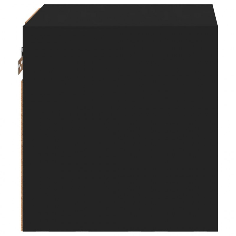 Ścienne szafki TV z LED, 2 szt., czarne, 30x28,5x30 cm