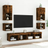 Ścienna szafka TV z LED, przydymiony dąb, 30x28,5x30 cm